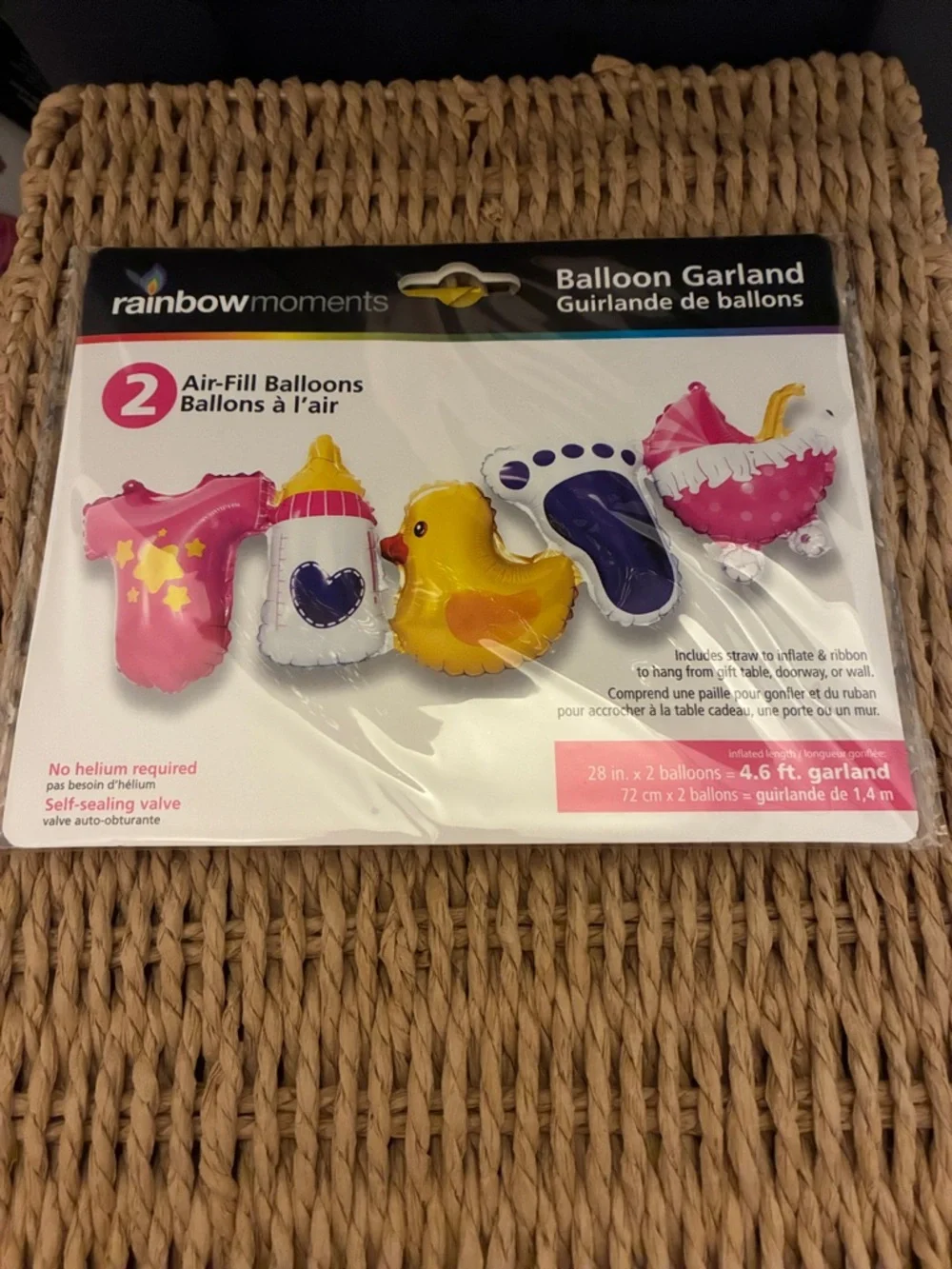 Rainbow Moments Pink Baby-Themed Balloon Garland